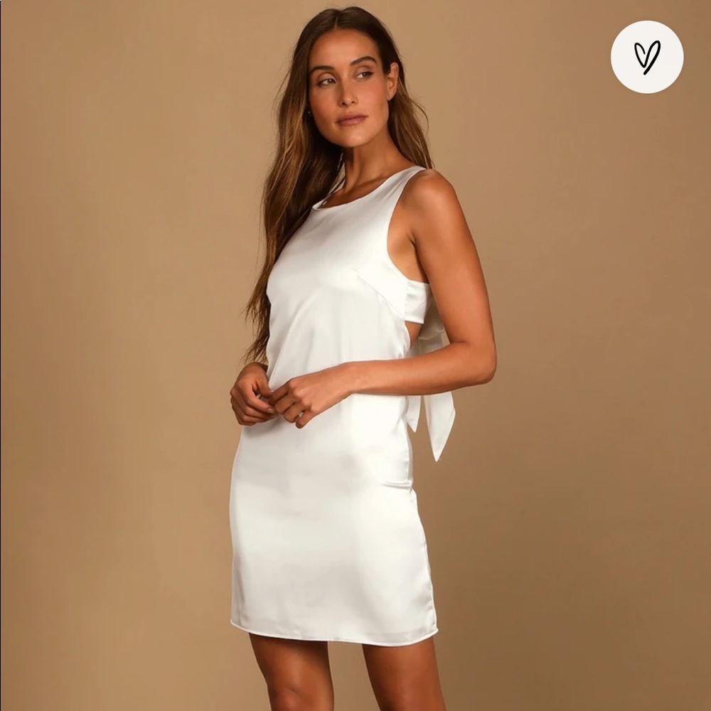 White Satin Tie-Back Dress XS